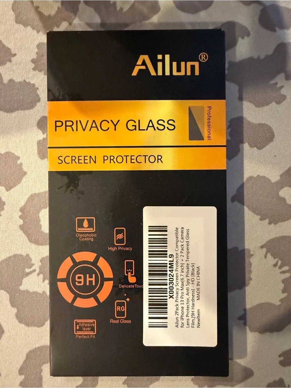 Ailun Privacy Glass Screen Protector - 13 Pro Max 2 piece